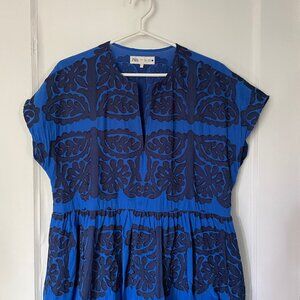 Zara Embroidered Blue Dress